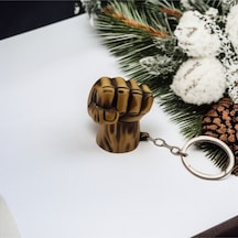 Metal Yumruk Tasarımlı Anahtarlık Altın Renk..