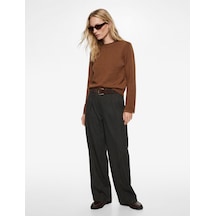 Koton Regular Fit Uzun Kollu Hafif Dik Yaka Triko Kazak Açık Kahverengi 6wak90597ht Açık Kahve