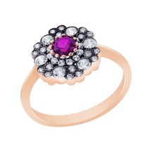 Diamond Line - Gülaylar - Altın 14 Ayar Elmas Görünümlü Yüzük (532068912)