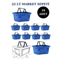 10 adet 22Litre Market ve Alışveriş Sepeti, Saplı Market Sepeti M
