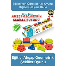 Özel Üretim Kişisel Gelişim Koordinasyon Çocuk Eğlenirken Öğreten Ahşap Geometrik Şekiller Oyunu