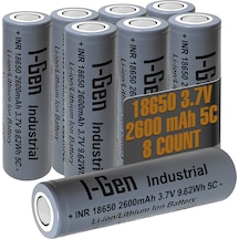 I-gen Industrial E002 Inr 18650 3.7v 2600 Mah 5c 9.62wh Li-ıon Şarjlı Pil Düz Başlı Lityum Pil 8'li Paket I-gen127