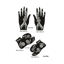 Airbrush Tattoo Çiçek Model El + Ayak Kına Kalıpları 4'lü