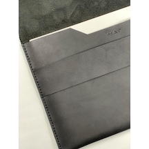 Macbook Air/pro Çanta 13 Inç M1 Ve M2 Uyumlu Hakiki Deri Taşıma Kılıfı Siyah Belirtilmemiş