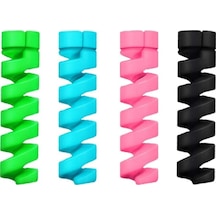 Spiral Silikon Set Şarj Kablosu Kulaklık Kablosu Koruyucu Belirtilmemiş Belirtilmemiş Pembe Belirtil
