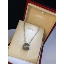 G Harfi Üç Boyutlu Beyaz Çelik Kadın Kolye Işıklı Kutuda Sevgiliye Eşe Anneye Arkadaşa Kolye Beyaz