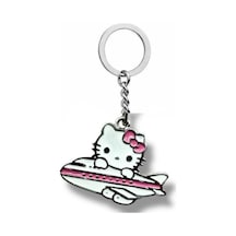 Hello Kitty Pembe Uçak Figürlü Anahtarlık Sevimli Ve Renkli Metal Aksesuar