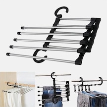 5'li Organizer Pantolon Askısı Katlanabilir Kravat, Etek, Şal, Elbise Askısı Metal Siyah Cn Diğer