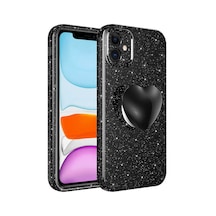 Zore İphone 11 Uyumlu Kamera Korumalı Simli Pop Soketli Lüks Nvth Koton Soketli Kılıf-siyah