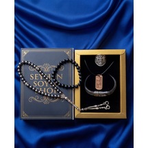 Luxury Seri Özel Tasarım Kitap Kutulu Kadın Takı Seti Ve Tesbih Kombin - Kolye Küpe Yüzük Bileklik Ekstra Boncuk Bileklik 6 Parça Hediyelik - Doğum Günü Yıl Dönümü Sevgililer Günü Gösterişli Hediye - L-00117 Bakır