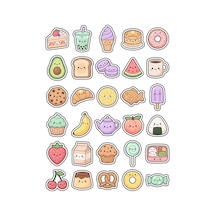 30 Adet Pastel Yiyecek Sticker Seti - Laptop Defter Telefon Ajanda Kılıf Çok Renkli