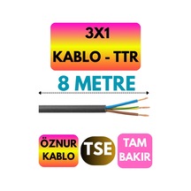 Öznur 3x1 Ttr Kablo Siyah Metre Seçenekli - 8 Metre
