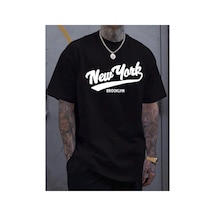 Medinenur New York Baskılı Basic T-shirt Siyah