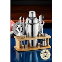 Shaker Kokteyl Set - 7 Parça 550 Ml Shaker Coctail Set Bambu Standlı Shaker Kokteyl Set - 7 Parça 550 Ml Shaker Coctail Set Bambu Standlı