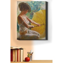 Webstyle Sayılarla Boyama Seti Kasnaklı Sarı Şemsiyeli Kadın 50 X 65 Cm