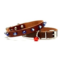 Nazar Boncuklu Kedi Ve Küçük Irk Köpek Tasması 1x14-18 Cm Kahve Xsmall