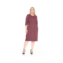 Çift Cepli Desenli Esnek Kışlık Büyük Beden Midi Elbise 45c-2713 Desenli