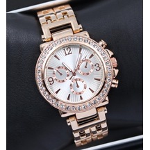 Rose Renk Taşlı Kadın Kol Saati