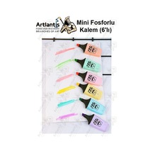 Mini Fosforlu Kalem 1 Paket 6 Renk Sevimli Mini İşaret Kalemi 6 Lı Fosforlu Kalem Çok Renkli