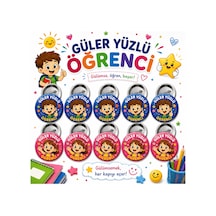 Güler Yüzlü Öğrenci 58 Mm İğneli Rozet 10 Adet - Öğrenci Başarı Ve Motivasyon Rozeti Çok Renkli