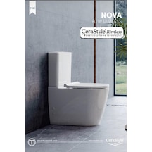Turkuaz Cerastyle Nova Kanalsız Rimless Duvara Sıfır Klozet Takımı,iç Takım Ve Kapak Beyaz