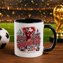 Bk Gift İsviçre Taraftar Temalı 2026 Dünya Kupası Tasarımlı Siyah Kupa Bardak