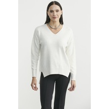Sementa Oversize V Yaka Triko Kazak - Kemik Kemik