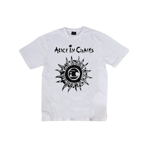 Alice In Chains Baskılı Unisex %100 Pamuk Beyaz T-shirt Beyaz