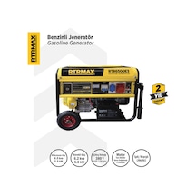 Rtrmax RTR6500E3 Benzinli Jeneratör (Trifaze) 6.8 Kva / 5.5 kW 380 V İpli / Marşlı (Akülü)