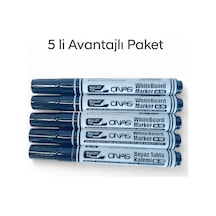 Mikro Ns-703 Yuvarlak Uç Beyaz Yazı Tahta Kalemi Siyah 5 Lı Set Siyah