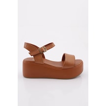 Dgn 6002 Kadin Kalin Taban Sandalet Taba