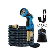 Esnek Genişleyen Bahçe Hortumu, Avrupa Standart Bağlantılı, Mavi Renk, 7.5 Metre Uzunluk