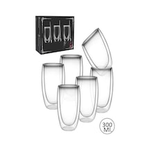Bardak 6'lı Çift Cidarlı Bardak 300 Ml Ev Ofis Çay Fincanı Kahve Sunum