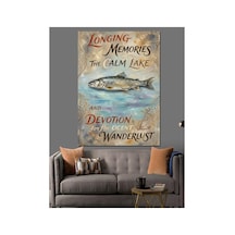 Longing Memories Balıklı Göl Yazısı Yağlı Boya Dokulu Kanvas Tablo Canvas Tablosu