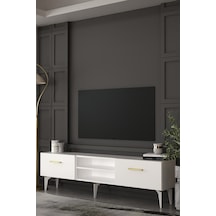 180dhdtsr2ba Eros Tv Sehpası,ünitesi Beyaz-altın
