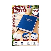 Ciltli Çizgili Defter 300 Yaprak 20x28cm 1 Adet Çok Yapraklı Sert Kapaklı Not Hesap Defteri Okul Ofis Büro Mavi