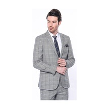 Wessi Ekose Slim Fit Gri Erkek Ceket Siyah