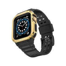 Newface - 701 - Apple Watch 42mm Kr401 Silikon Kordon - Edntrend - - Siyah-gold