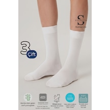 Socketta 3'lü Beyaz Erkek Business Bambu Dikişsiz Takviyeli İnce Yazlık Soket Çorap - Premium Beyaz