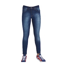 Erkek Denim Spor Giyim Trend Mavi Dar Paça Kot Pantolon Mavi