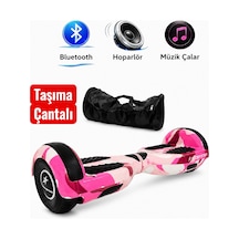 Elektrikli Kaykay Hoverboard 6.5 Inch Taşıma Çantalı Bluetooth Hoparlörlü Akıllı Dengeli - Rs-s5 Pink Camo