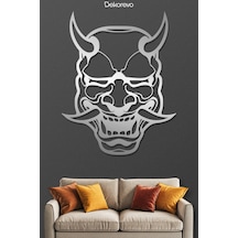 Japon Oni Maskesi Metal Duvar Tablosu - Metal Duvar Sanatı - Krom - 21 X 30 Cm