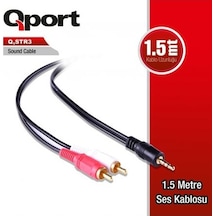 Qport Q-Str2 3.5Mm Stereo Erkek - 2 Rca 1.5 Mt Stereo Kablo