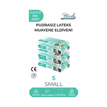 Lateks Pudrasız Muayene Eldiveni S-3 Paket 100'lü