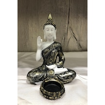 Pirinç Görünümlü Beyaz Buda Tealight Mumluk - Öğretici Duruşlu -