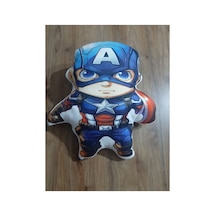 Captain America Desen Şekilli Tasarım Karakter Yastık Mavi