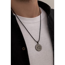 Viking Pusulası Model Erkek Çelik Kolye - Sevgiliye - Eşe- Babaya - Arkadaşa Kolye Siyah