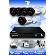 Picam 5 Kameralı Uzay 5 Dış Kamera Set HDD'siz Full HD Gece Görüşlü Güvenlik Kamerası Sistemi