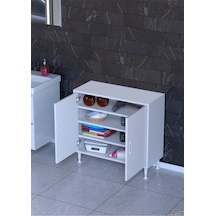 85 X 75 X 32,5 Cm Lik 2 Kapaklı 4 Göz Raf Dolap,organizatör Mutfak Dolabı Çok Amaçlı Dolap Beyaz