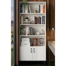 Northcity Çok Amaçlı Kitaplık Suntalam Beyaz 75x190 3 İnç Düz Beyaz
